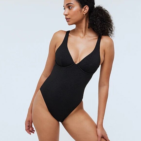 Madewell Ribbed Underwire Open-Back One-Piece Swimsuit NWT small - Picture 5 of 6